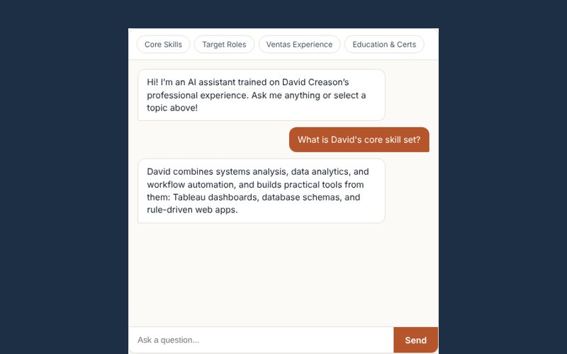 The AI resume assistant chat window